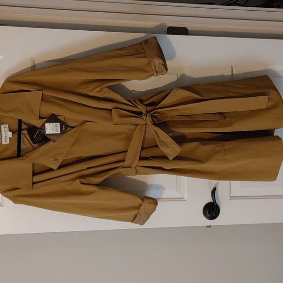 Ava & Viv Jackets & Blazers - NWT Waterproof Belted Trench Coat 2X Green/Tan Lightweight Scandinavian